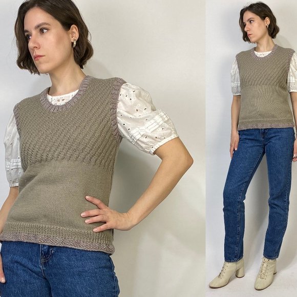 Vintage 80s Handmade Textured SWEATER VEST! S-M - Picture 1 of 7